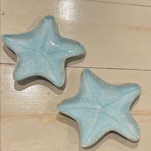 2 Blue Sky Starfish Dish/Plates in Light Blue Discontinued